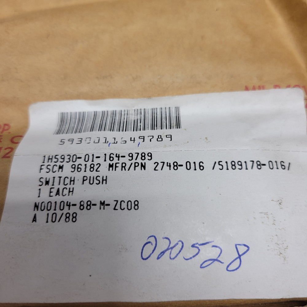 5930-01-164-9789 Push Switch 5189178-016