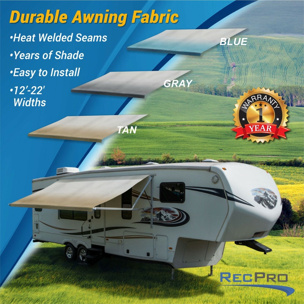 RV Awning Fabric 12-22 Feet Width Camper Vinyl Awning Replacement Shade 8'(96")