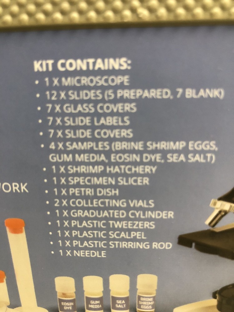 Microscope Set 48-Piece with Durable Metal Framework, 120X-1200X Magnification