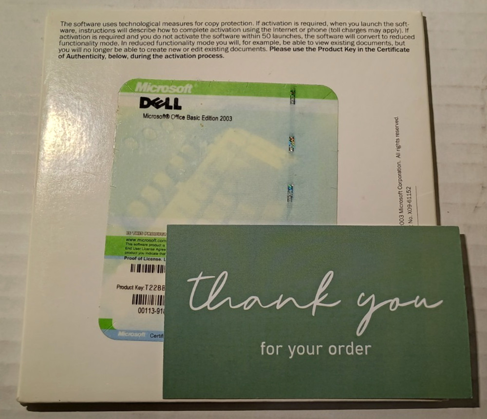 Microsoft Office Basic Edition 2003/CD With Activation Code/Key