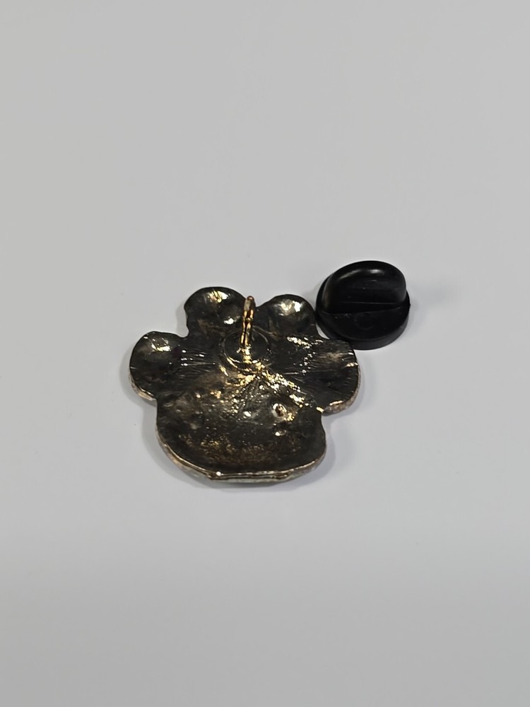 Purple Animal Paw Lapel Pin Silver Background
