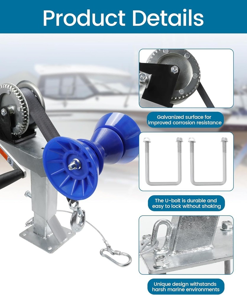 Adjustable Boat Trailer Winch Stand with Roller, Boat Trailer Winch Post
