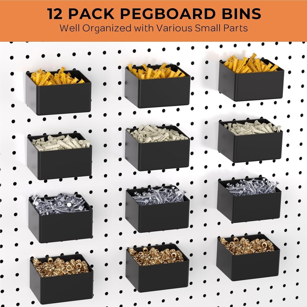 Complete Pegboard Accessory Set: 16 Hooks and Bins for Efficient Tool Storage