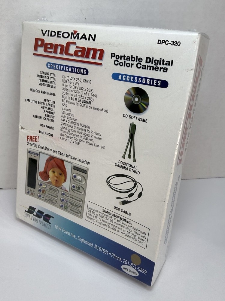 Videoman PenCam Portable Digital Color Camera PC Camera Graphic Software DPC-320