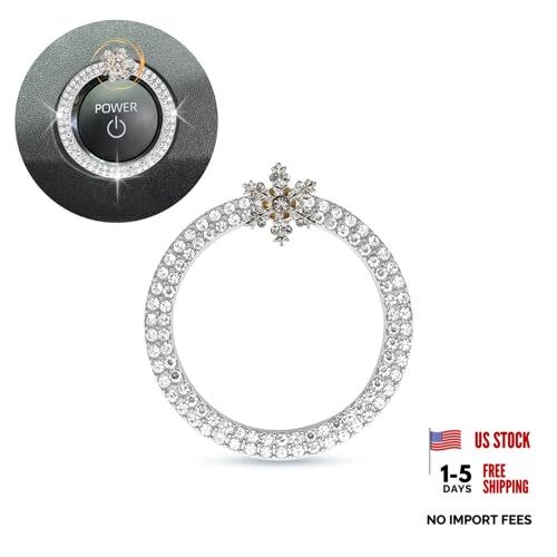 Car Engine Start Stop Button Ring Rotatable Snowflake Push Start Button Car