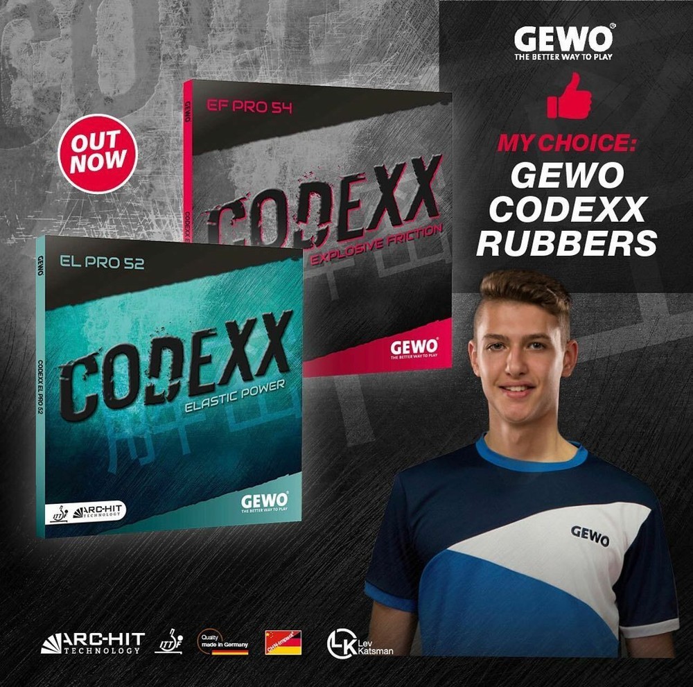Gewo Codexx EF Pro 54 table tennis rubber, 2.2 mm (Maximum) thickness