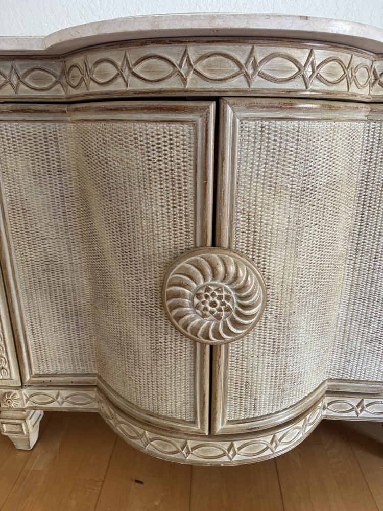 Vintage Drexel Credenza Sideboard Buffet with Marble Top