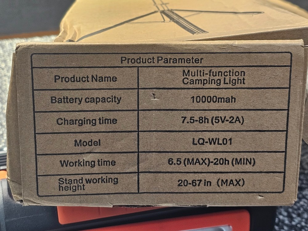 (QTY 3) Multi-Function Work/Camp Light&Stand 10000mah 20-67" Max Height LQ-WL01