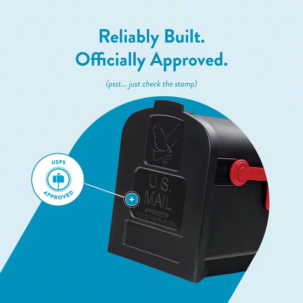 Parsons Black, Medium, Plastic, Post Mount Mailbox