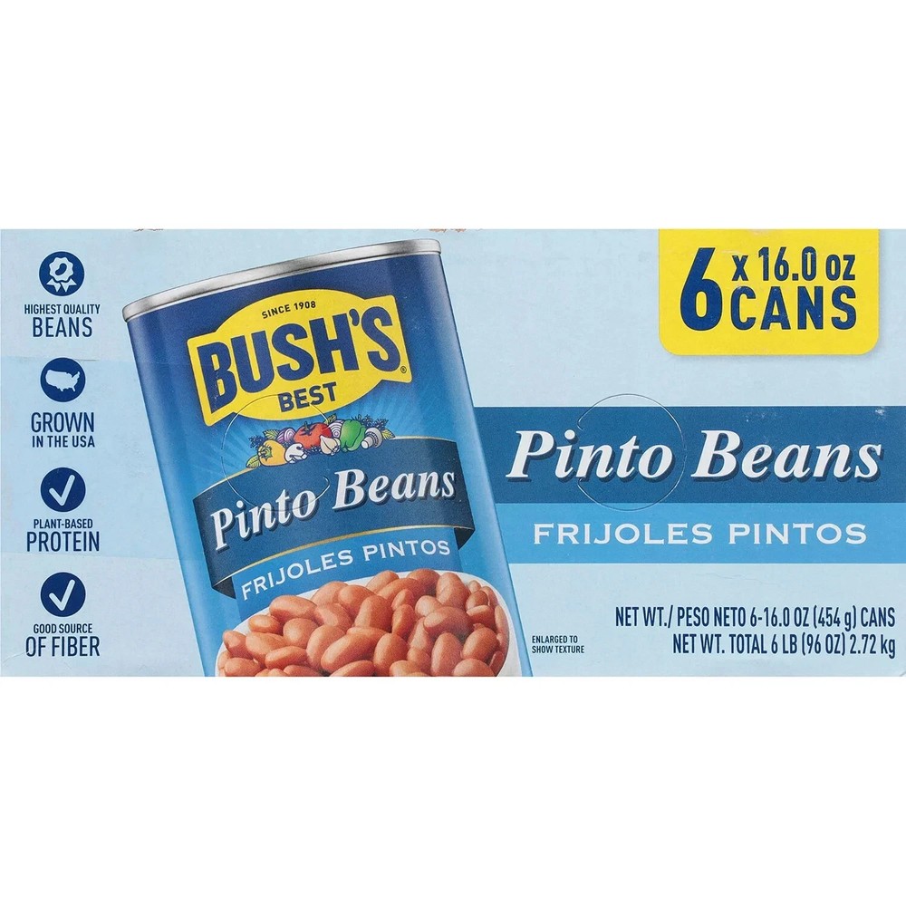 Bush's Pinto Beans, 16 oz. - 6 Pack - Nutritious & Savory