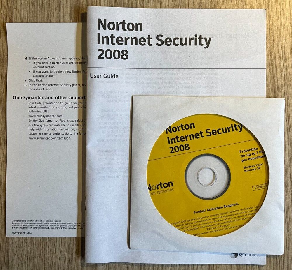 Norton INTERNET SECURITY 2008 3 PC Device - PC-CDROM BIG BOX Vintage 2008