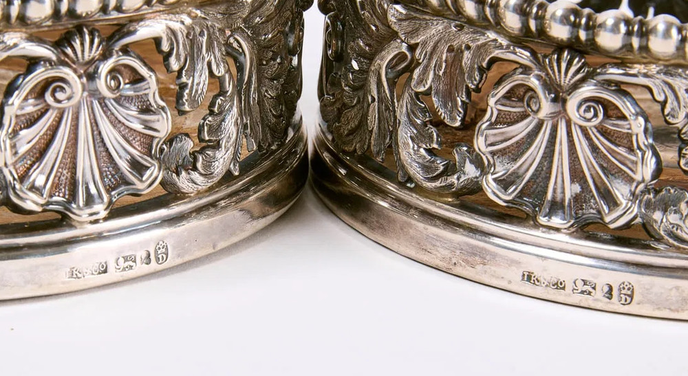 Pair Exceptional Regency Sterling Wine Coasters - Circa 1812