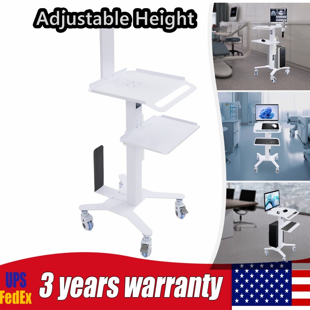 Adjustable Rolling Computer Cart for Home, Office & Medical Use