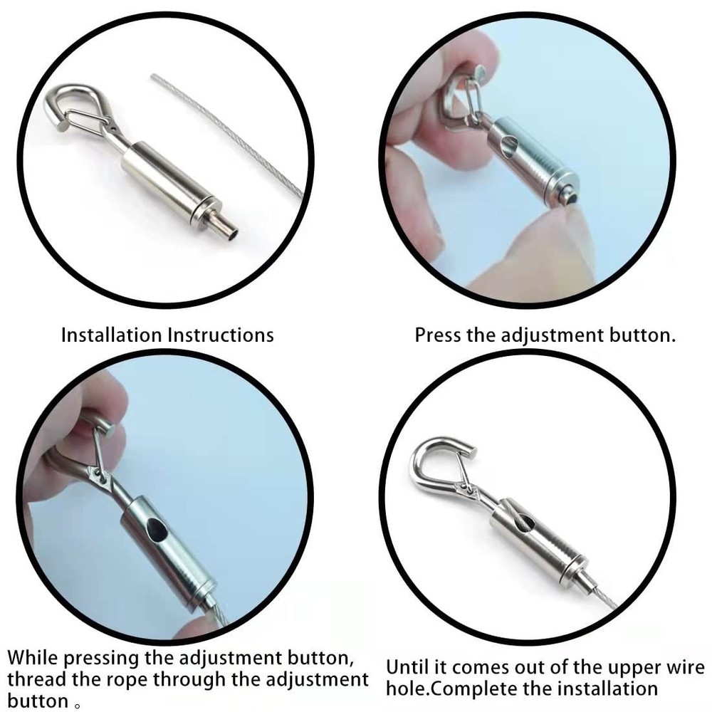 SDTC Tech 2-Pack Stainless Steel Wire Rope with Adjustable Hooks 6.5ft Silver
