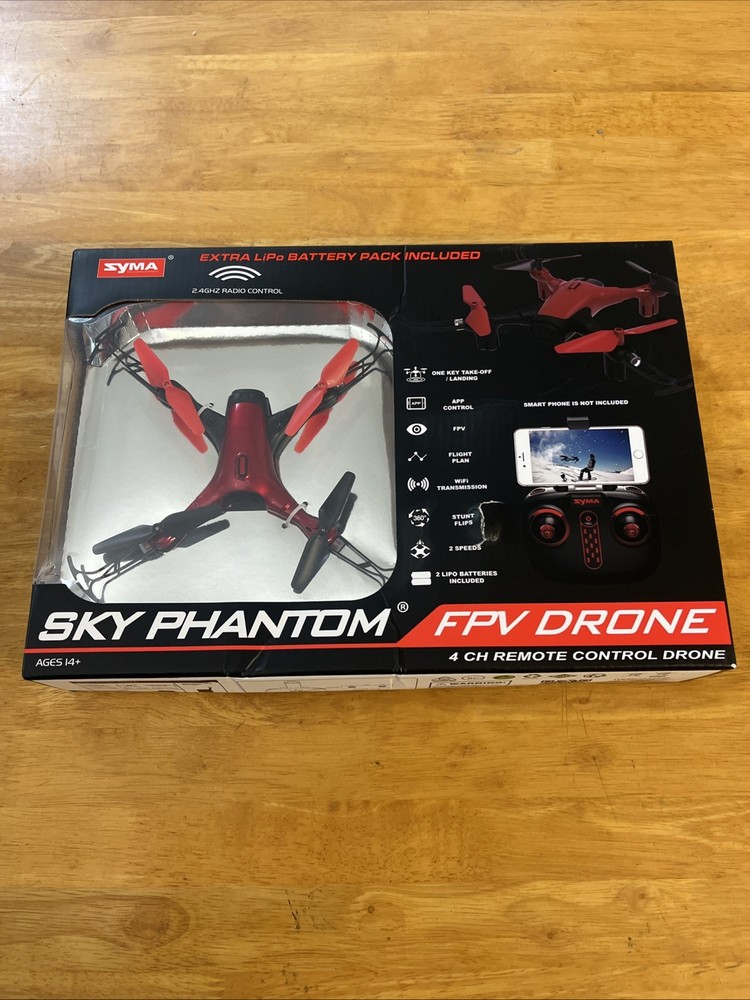Sky Phantom FPV Drone 4 CH Remote Control Syma Extra LiPo Battery Pack New