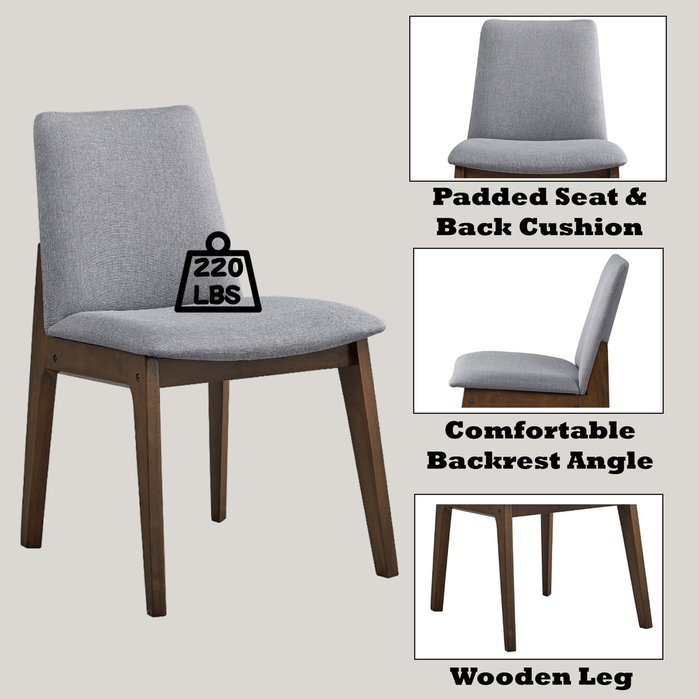 Kaela Light Gray Fabric & Walnut Finish Side Chair