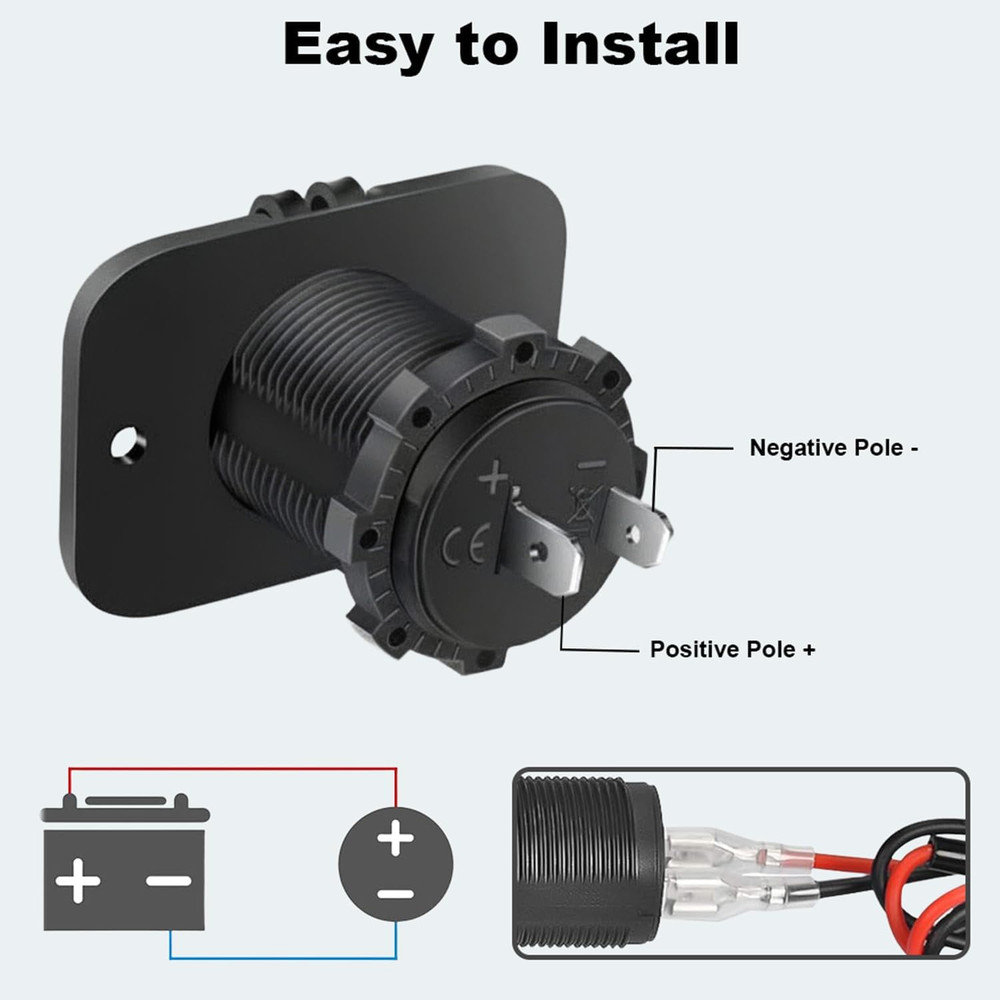 2 Pack 12V Cigarette Lighter Socket, DC Waterproof Female Power Outlet Socket...