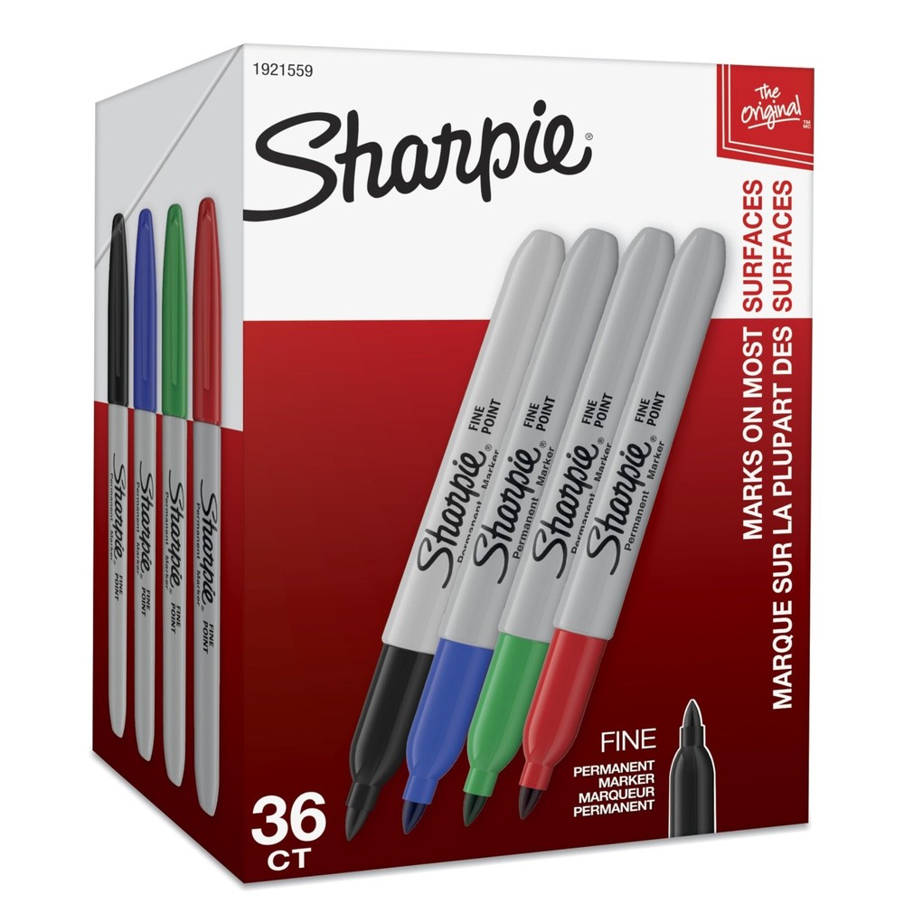 Fine Point Permanent Markers Set, Assorted Colors, 36 Count Pack