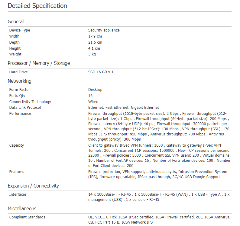 Fortinet Fortigate 92D VPN/Firewall