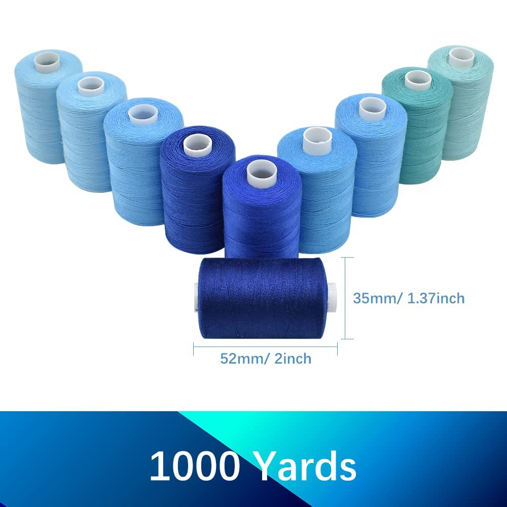Sewing Thread Set 10 Colors 1000YD Spools Polyester for Sewing & Embroidery