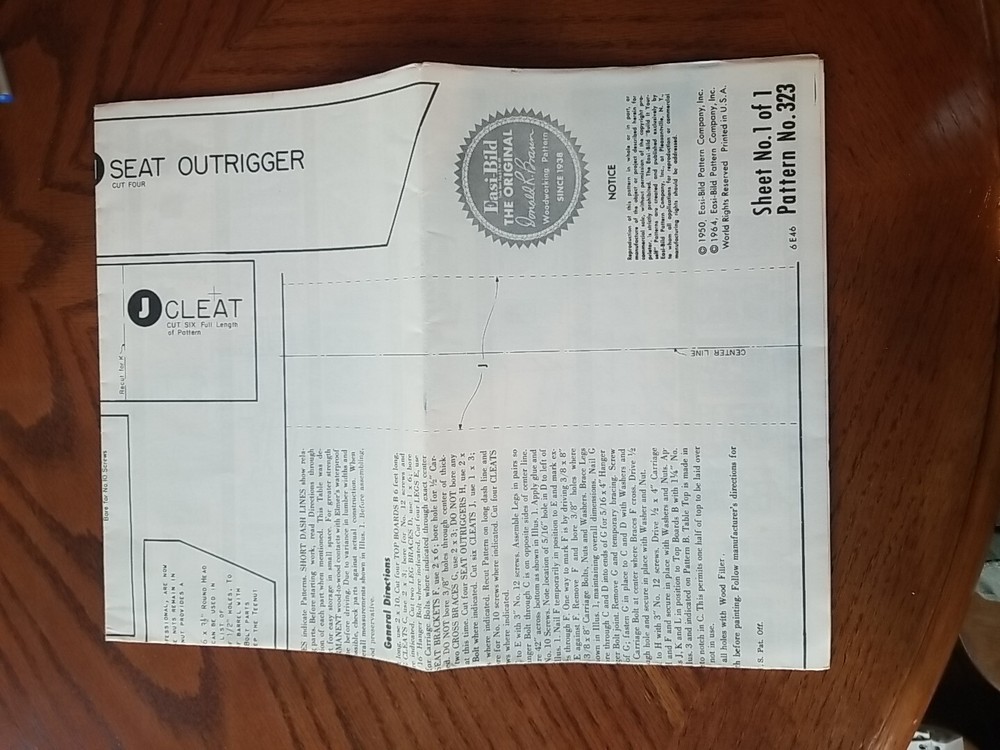 No. 323 Folding Picnic Table Pattern Easy Bild Pattern Co.
