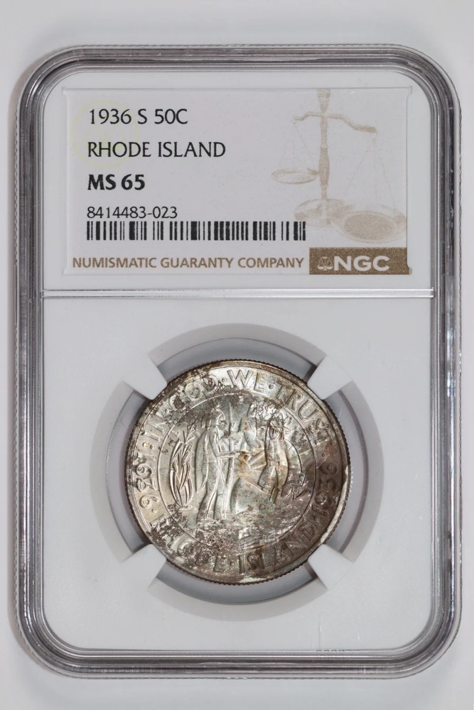 1936-S RHODE ISLAND COMMEMORATIVE HALF DOLLAR NGC MS65 FRESH PQ!