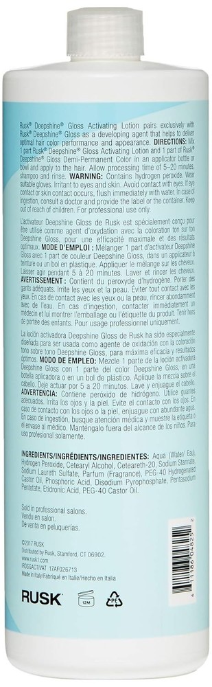 RUSK Deepshine Gloss Activating Lotion, 33.8 Oz, 9 Vol.