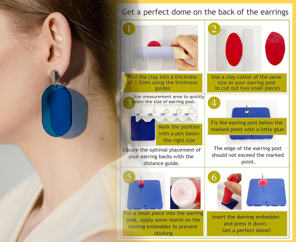 Earring Post Embedder Tool, Polymer Clay Earring Post Embedding Tool, 3Mm-8Mm Ea