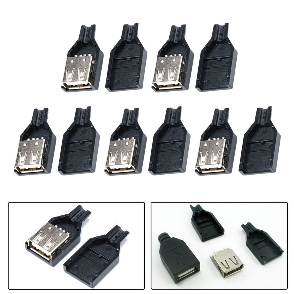 Accessories USB Female Socket Connector Shell USB 2.0 5V Mobile Female Socket