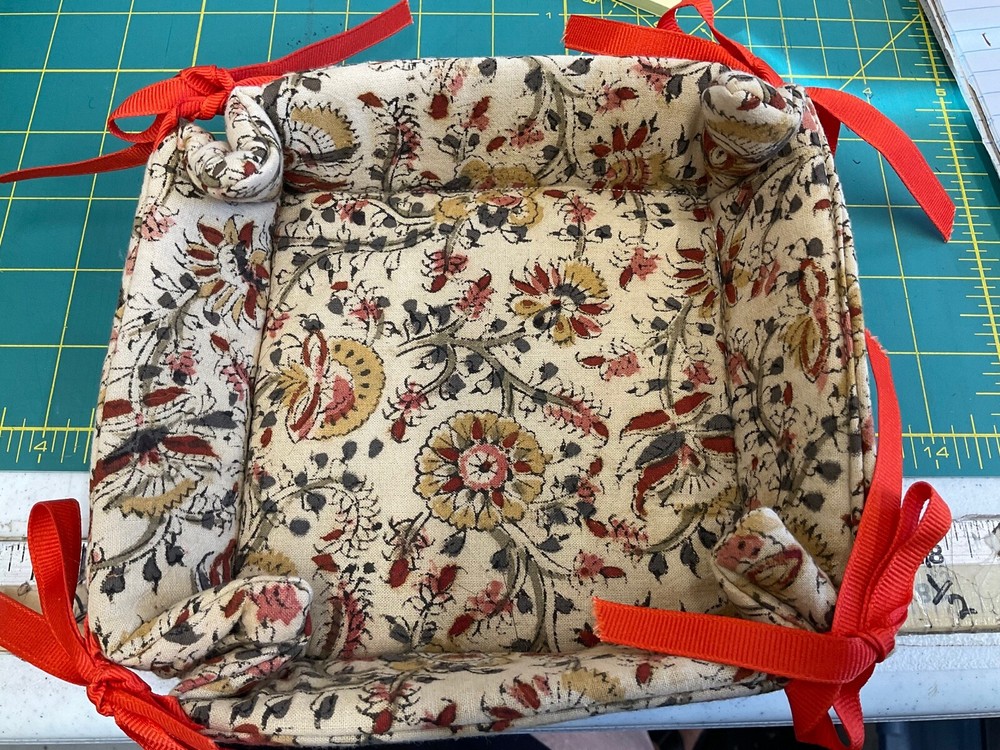 HANDMADE FALL CLOTH BASKET-- BOTTOM - 5 1/2"D - 2" SIDES