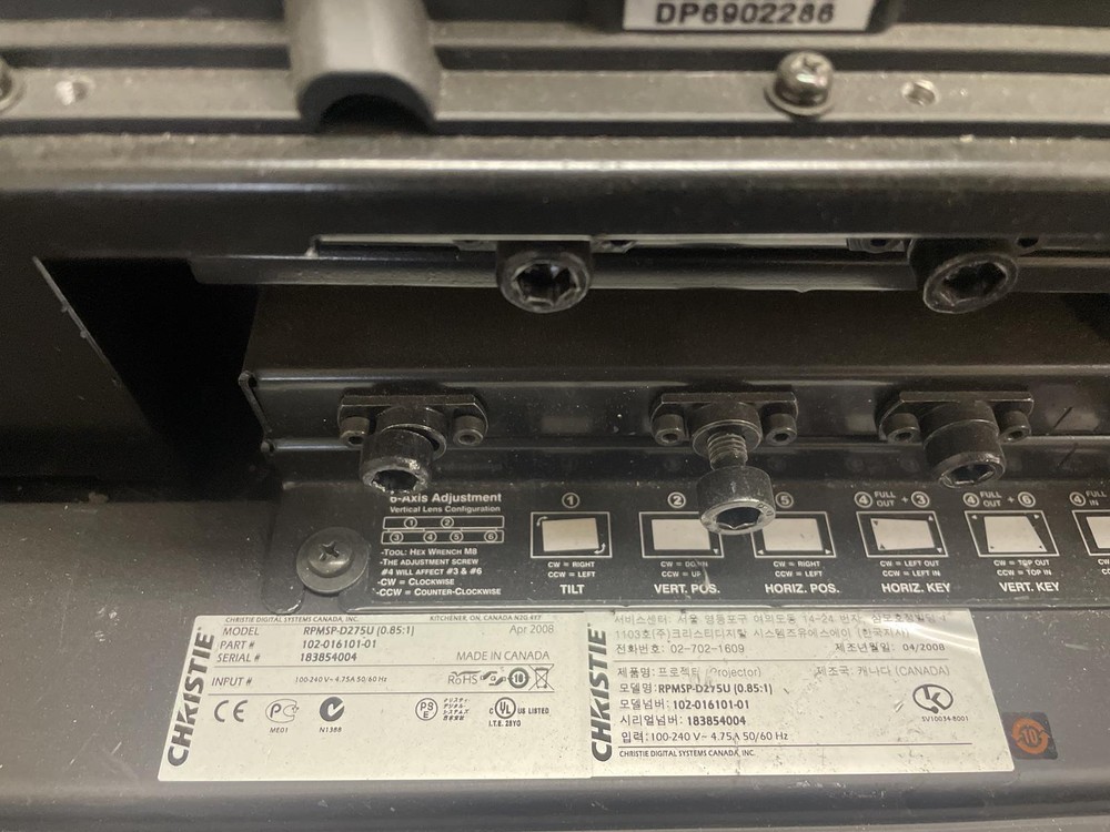 CHRISTIE DIGITAL SYSTEMS 102-016-101-01 PROJECTION SYSTEM