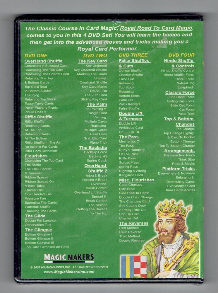 Royal Road To Card Magic by Magic Makers - 4 Magic DVD Set