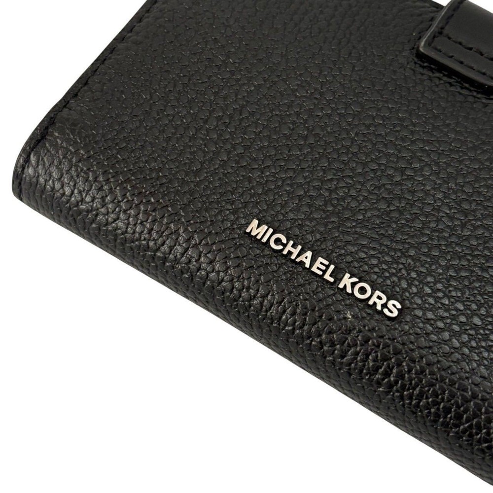MICHAEL KORS Medium Wallet Black Leather Logo Used
