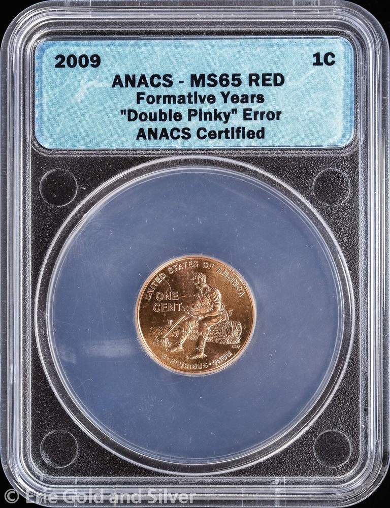 2009 1C Lincoln Cent Formative Years ANACS MS 65 Red | Double Pinky Error