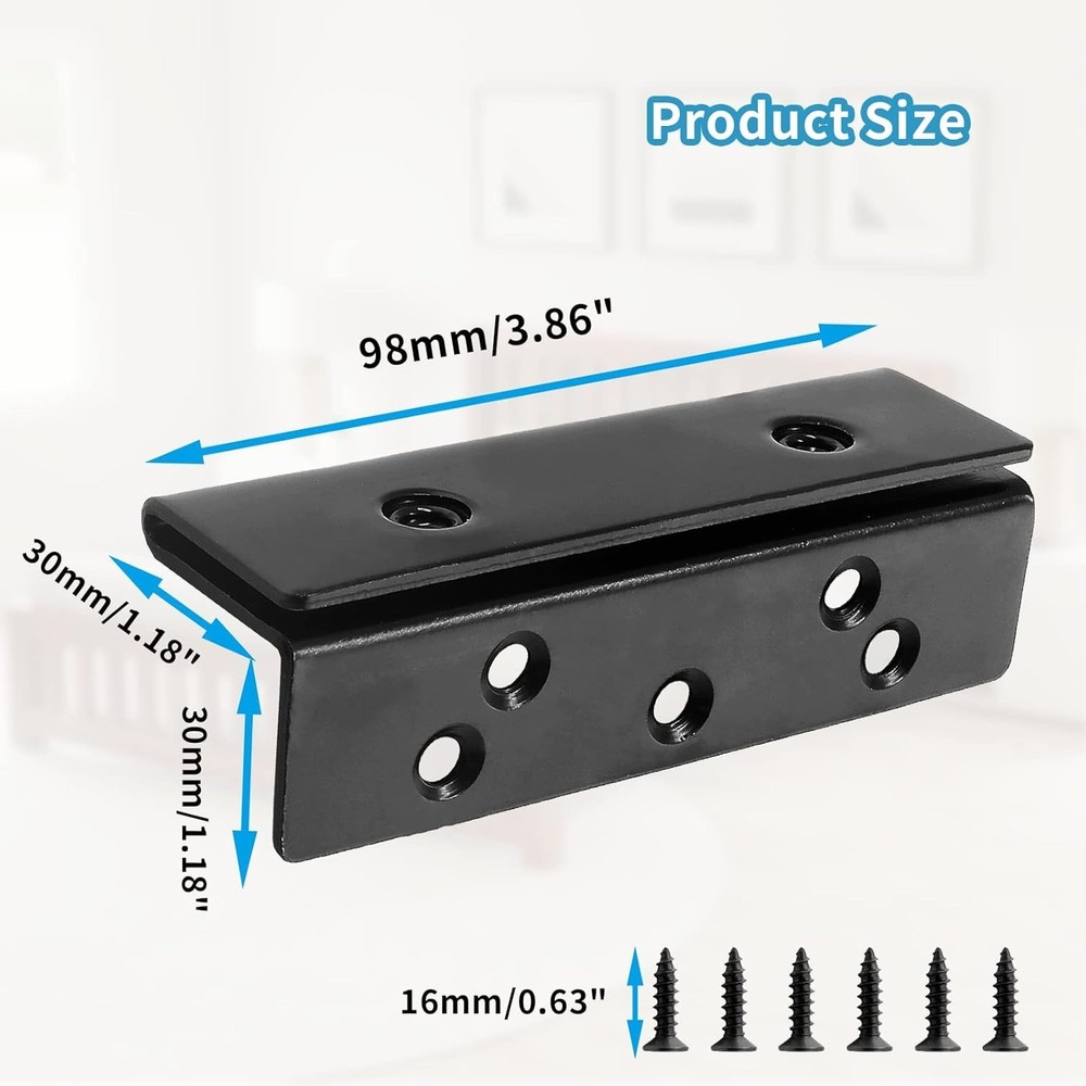 2 Pcs Bed Frame Bed Post Double Hook Bracket, Heavy Duty Bed Hardware Plate Atta