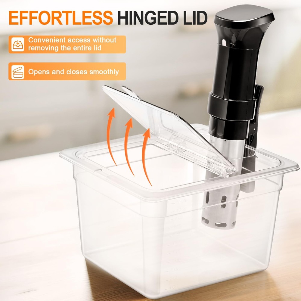 HOMENOTE Sous Vide Container 12 Quart with Universal Collapsible Hinged Lid,S...