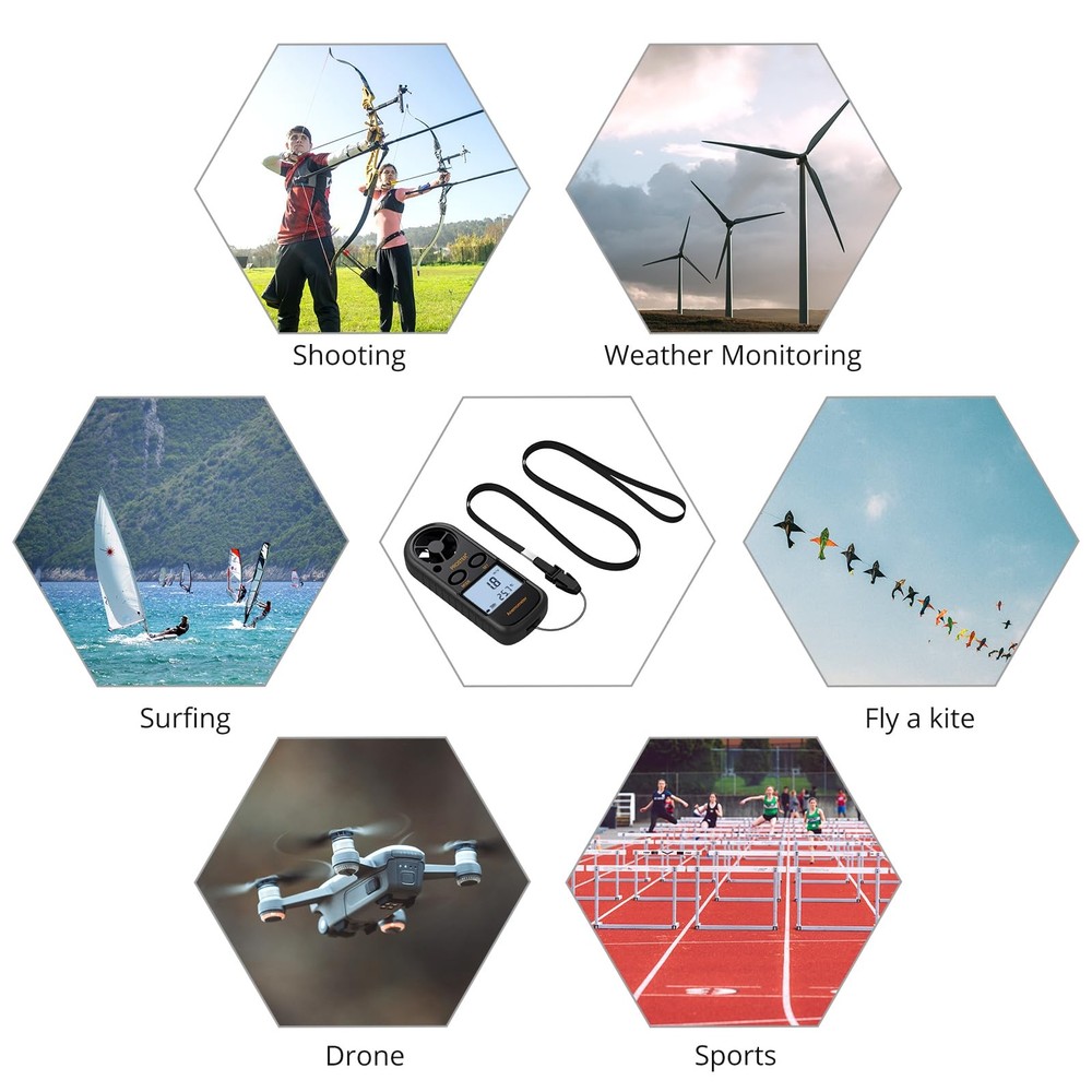 Anemometer Digital LCD Wind Speed Meter Air Flow Speed...