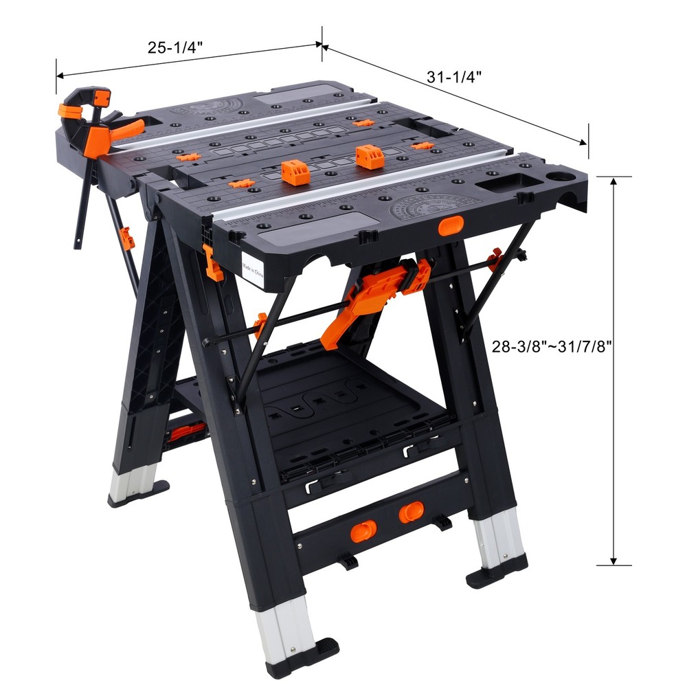 Portable Folding Work Table, 2-in-1 as Sawhorse & Workbench