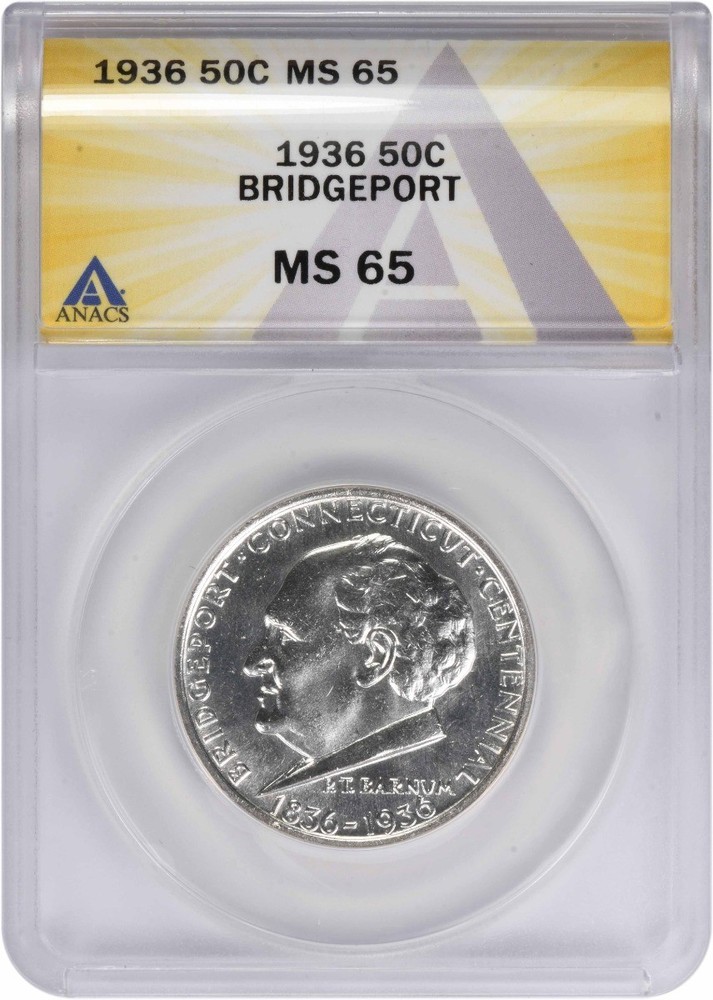 1936 Bridgeport Commemorative Silver Half MS65 ANACS