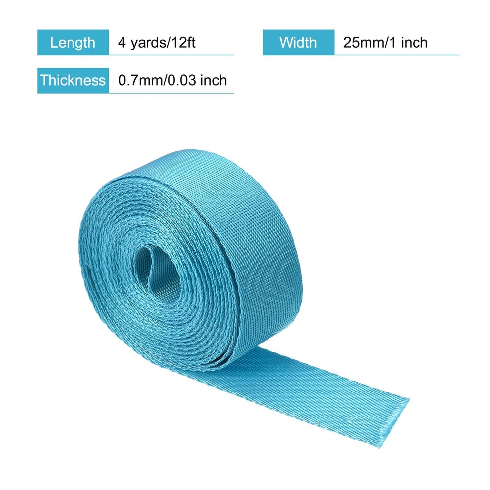 Flat Nylon Webbing Strap 1 Inch 4 Yards Lake Blue for Backpack, Luggage-rack