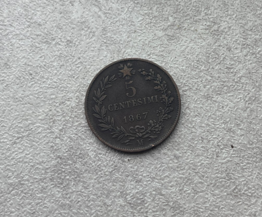 1867 M Italy 5 Centesimi L2