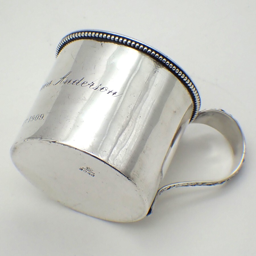 Cup Rose Handle Mayer Bros Sterling Silver 1909 Inscribed