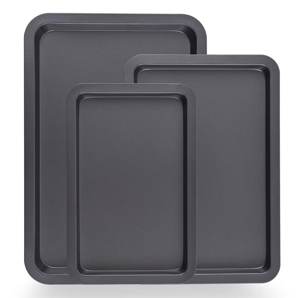 3-Pc Non-Stick Baking Trays, Cookie Sheet - One Size