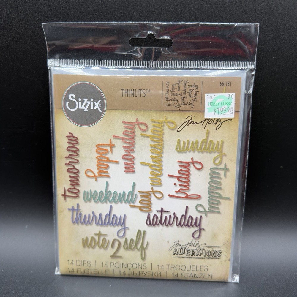 Sizzix Thinlits Tim Holtz Month & Day Word Dies 661179 661181 Planner Scrapbook