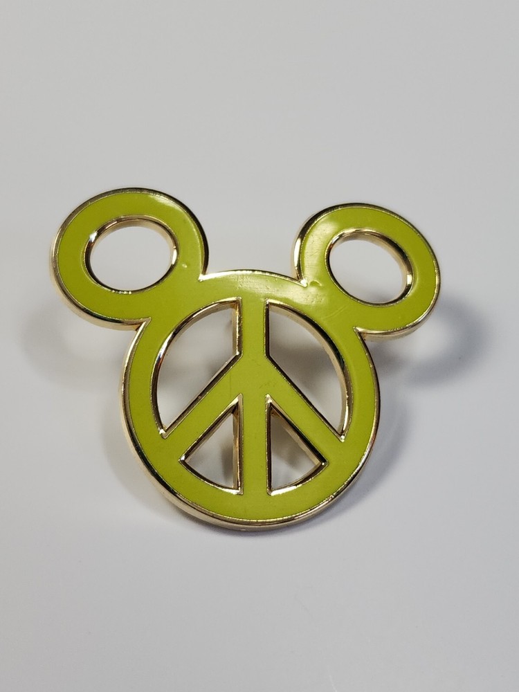 Mickey Mouse Green Peace Sign Lapel Pin