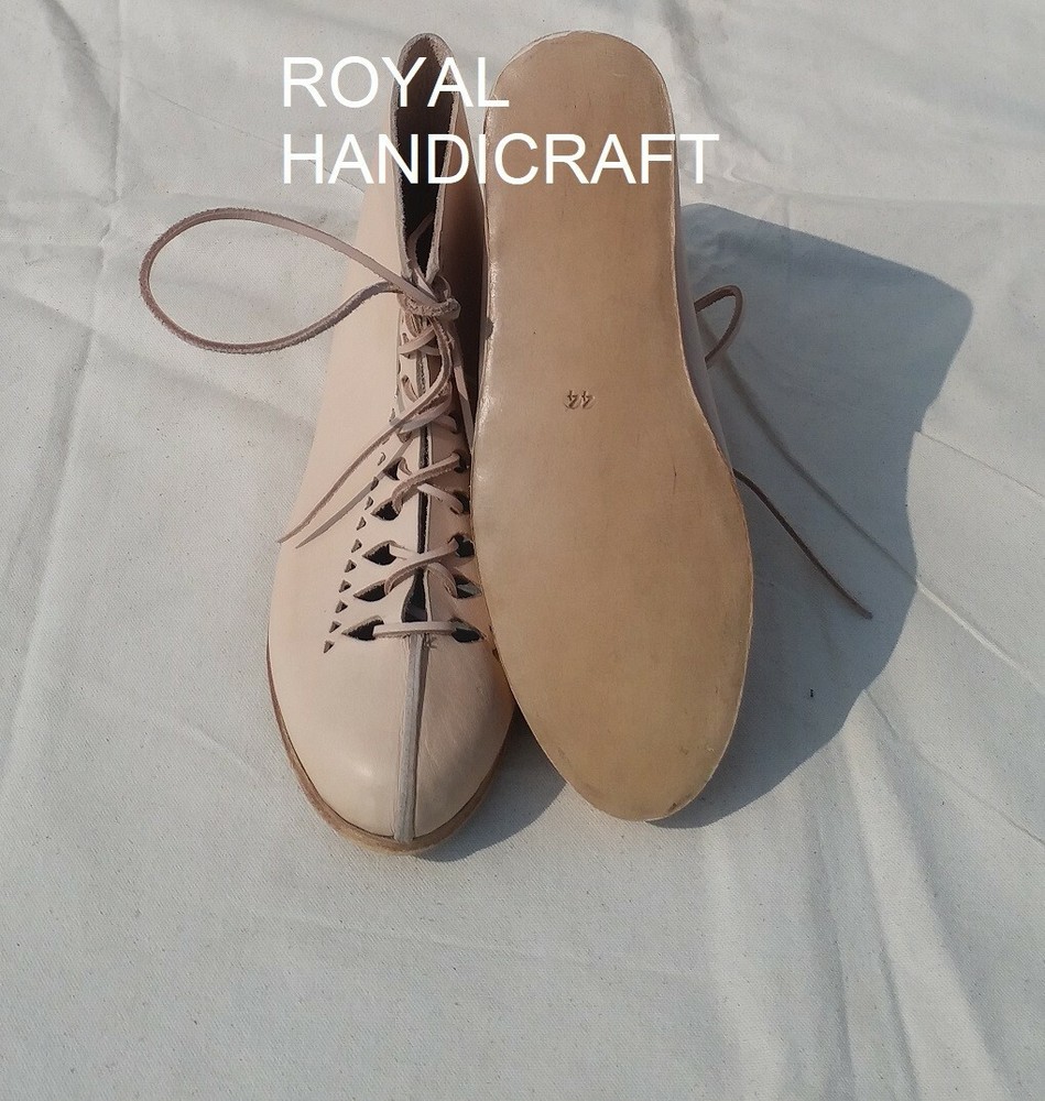 Authentic medieval boots Handmade leather boots Traditional lace boots