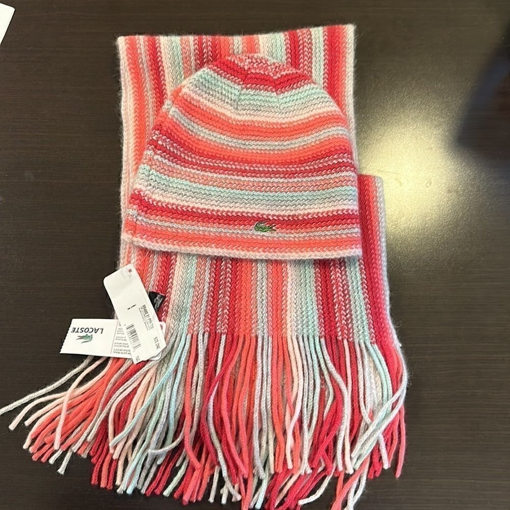 NWT Lacoste Hat & Scarf set.