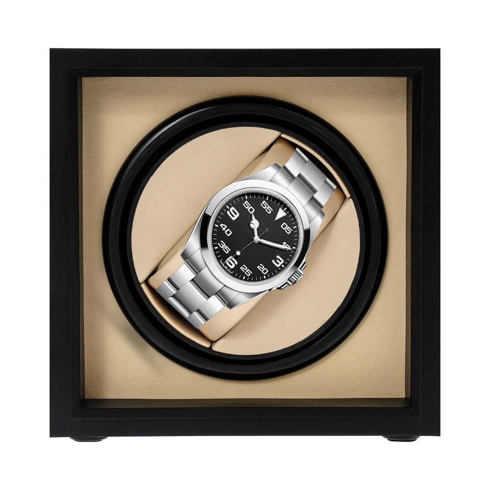 Automatic Watch Winder Box Storage Case Self Winding Display Box Black, Beige