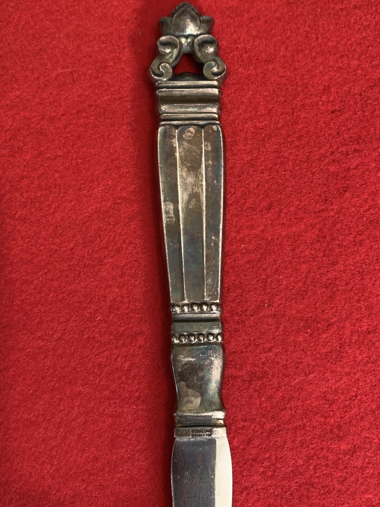 Sterling Silver Georg Jensen Denmark Large Acorn Pattern Salad Spoon