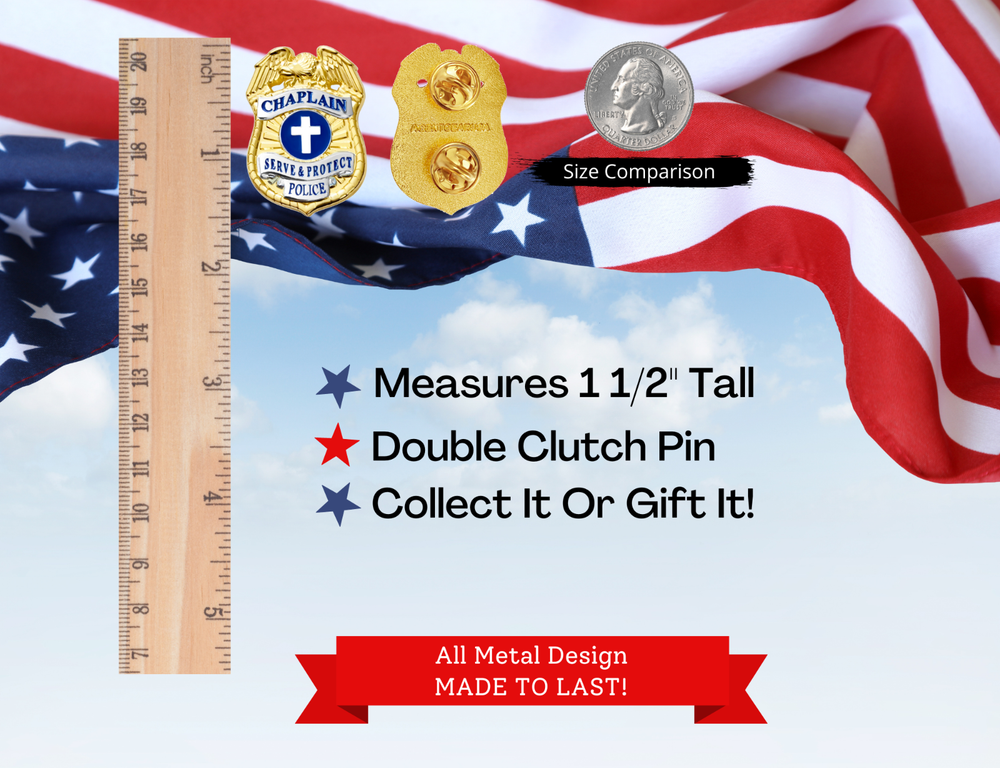 Chaplain Pin - Serve & Protect - Cross Pin